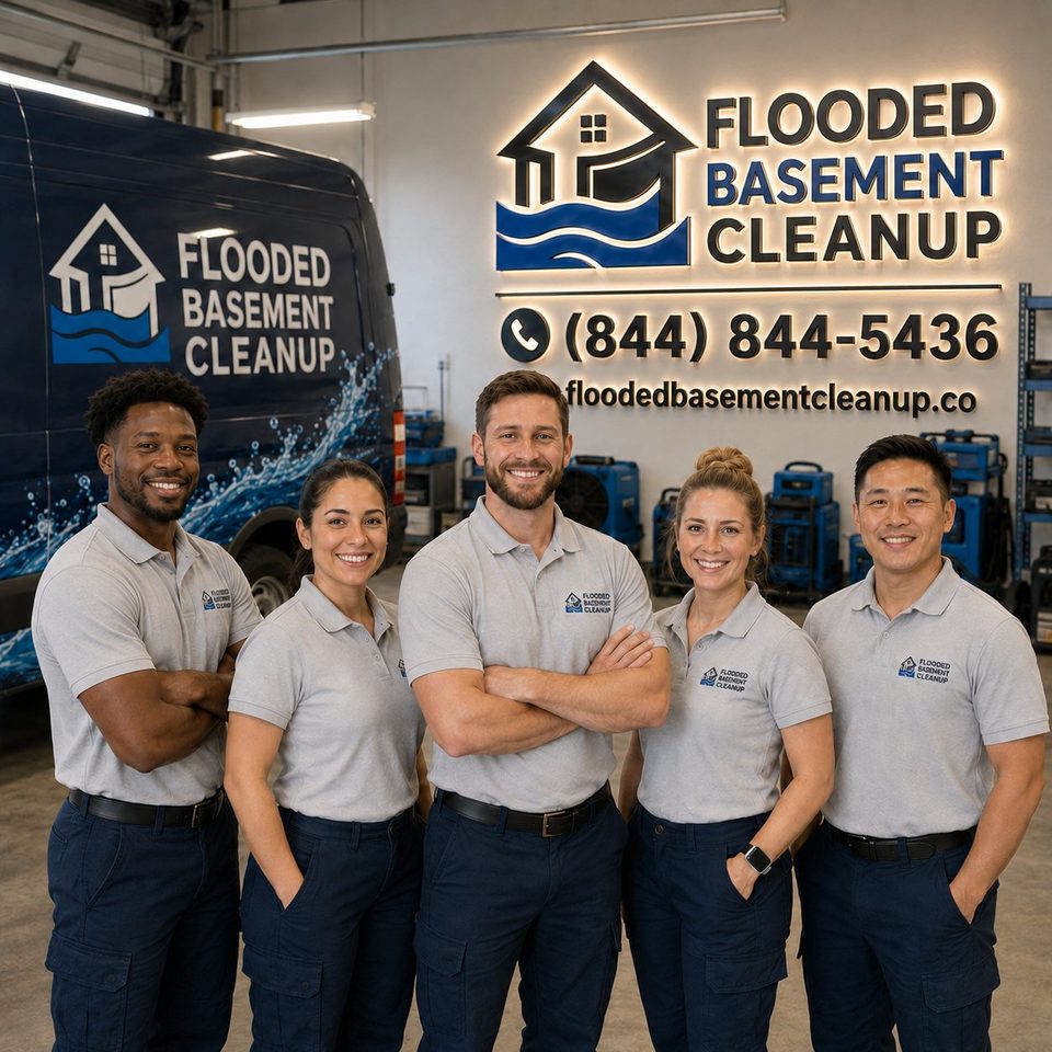 Flooded Basement Cleanup crew ready to respond to a flooded basement emergency